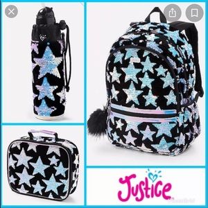 Justice backpack flip sequins stars bundle